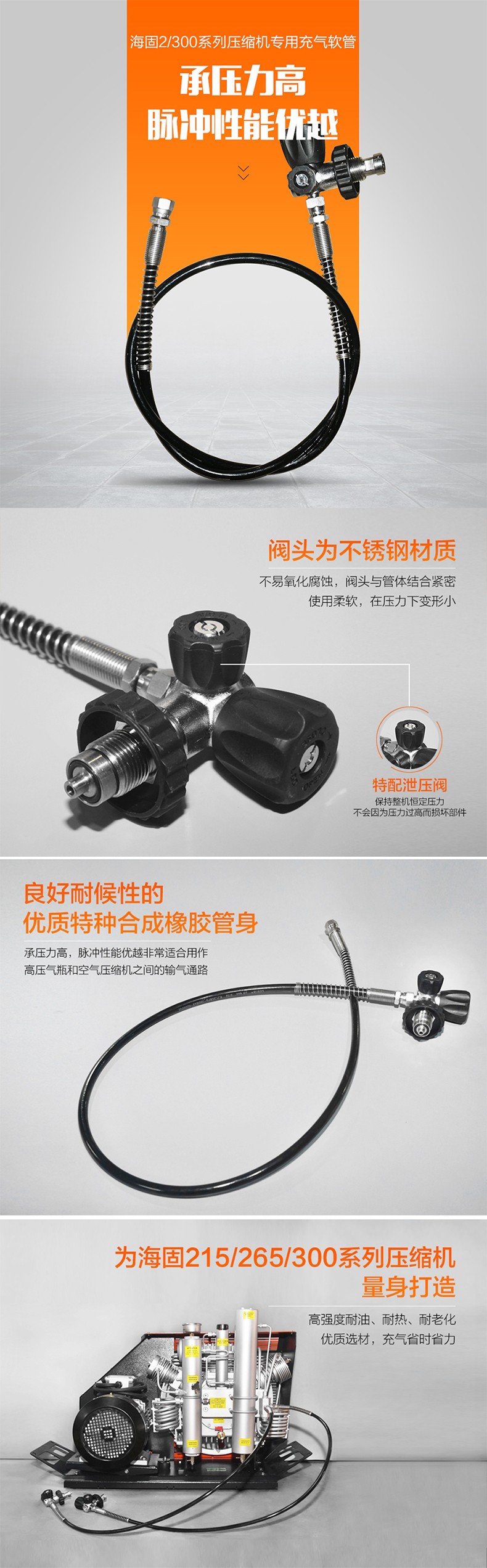 海固CQ215-RG+JT/X高壓空氣壓縮機(jī)專用充氣軟管圖片