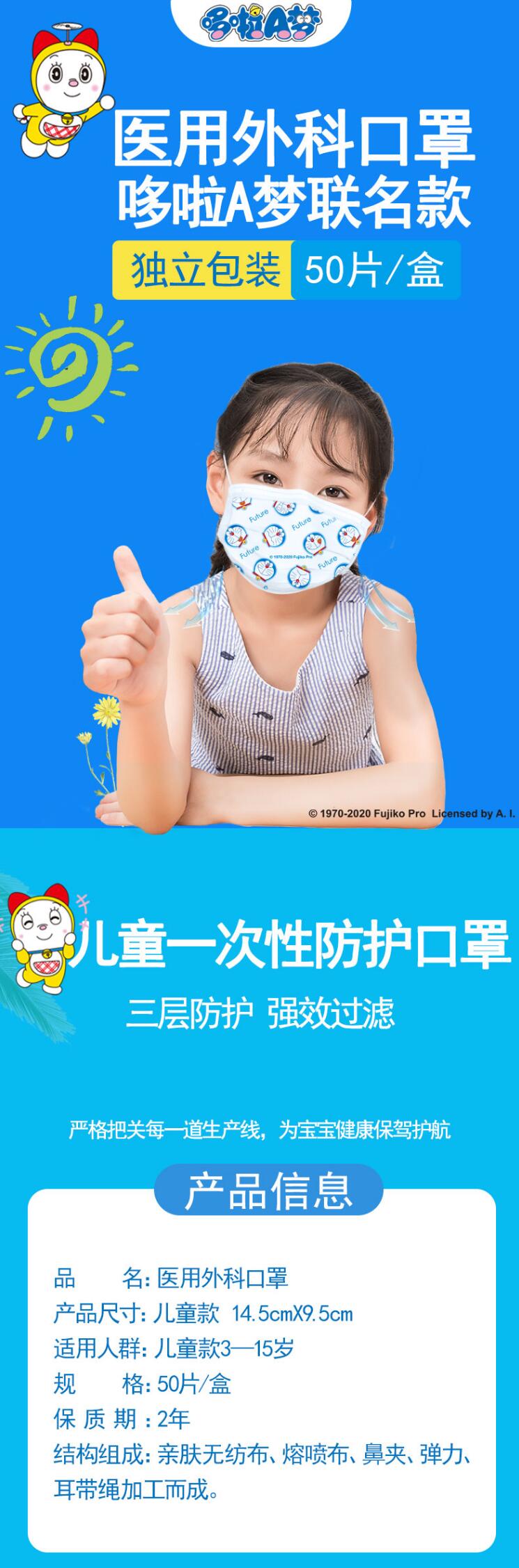 超亞哆啦A夢(mèng)兒童醫(yī)用外科口罩圖片1