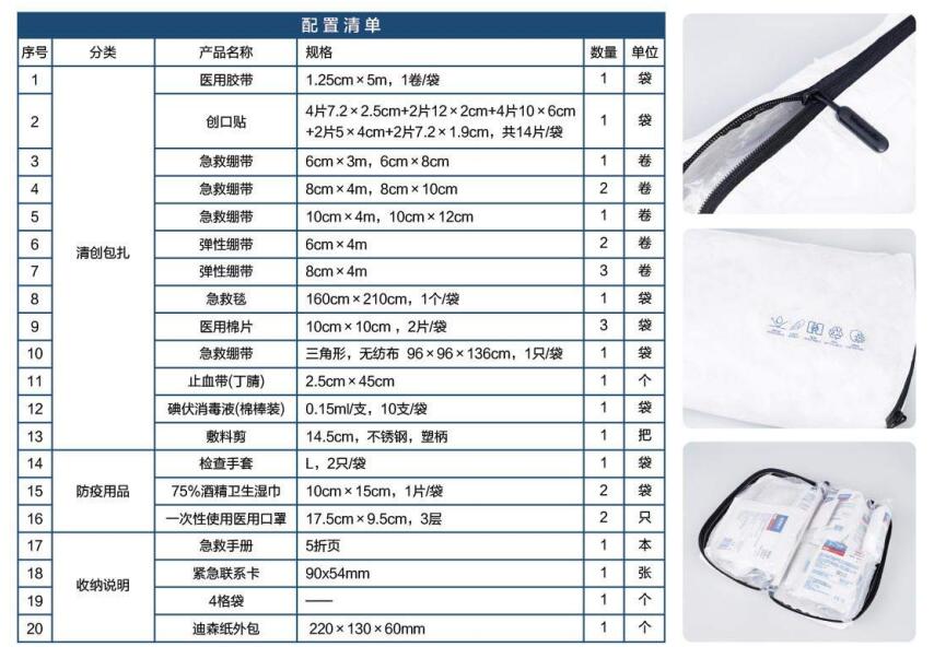 藍帆醫(yī)療CZ-DS001迪森紙款車載急救包圖片