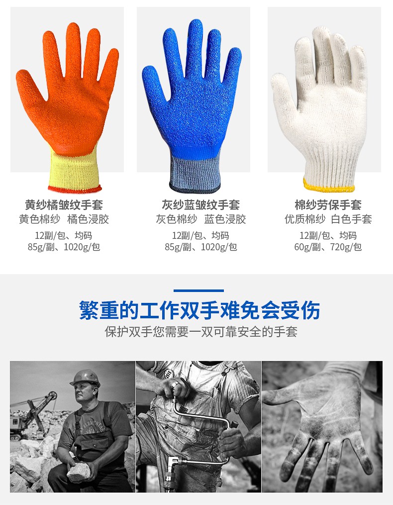 塞莫詩(shī)CG907GY黃紗桔耐磨勞保手套圖片2