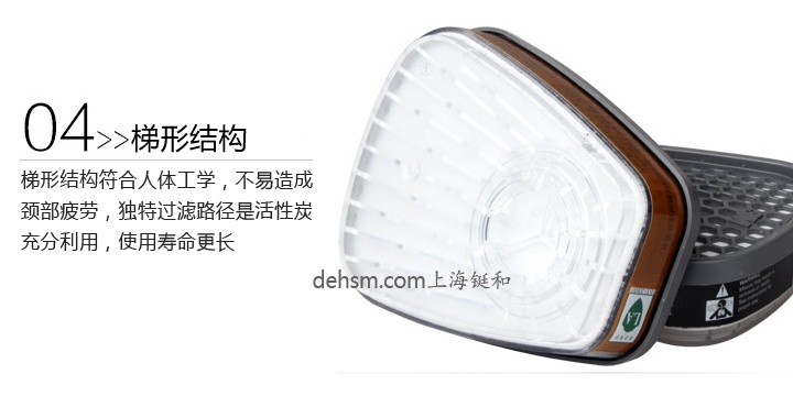 3M6001i-CN濾毒盒梯形結(jié)構(gòu)，人體工程學(xué)